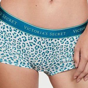 VS XS Boyshort Logo Waist Mint Blue Leopard Cheetah Animal Print NWT Shorty Cute